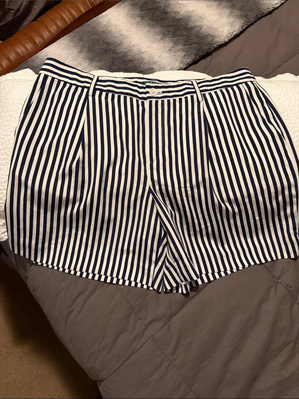 Lauren Ralph Lauren Navy and White Vertical Stripe Shorts